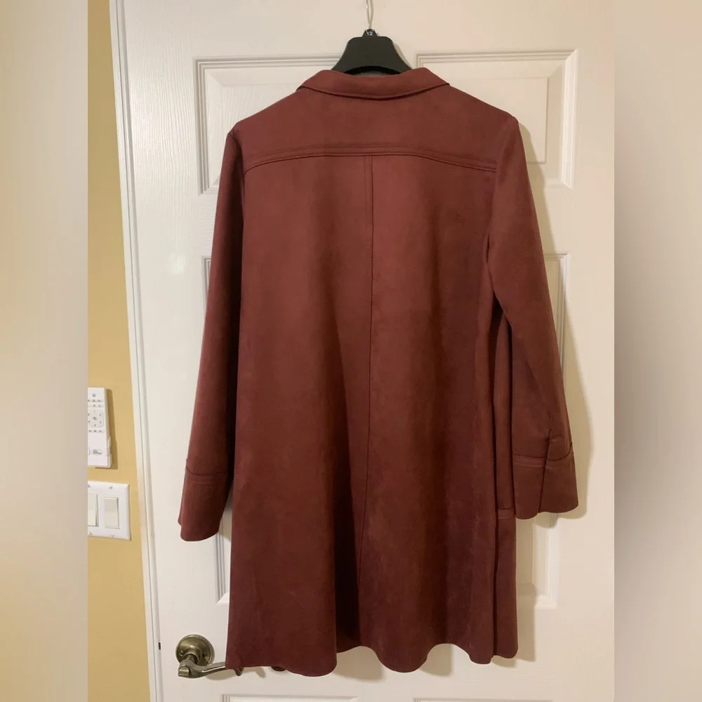 NWT Preston‎ & York Faux Suede Jacket Coat Longline Blazer, 12 Rust Quiet Luxury